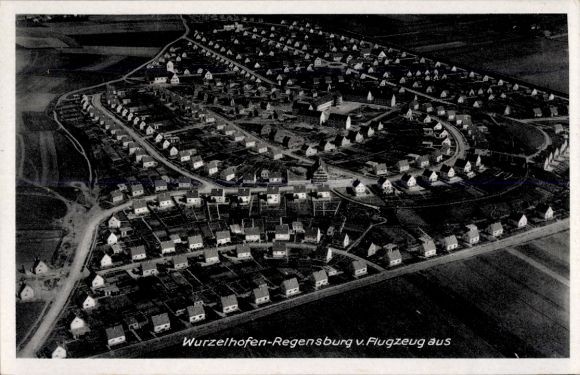 Postcard Wurzelhofen Regensburg an der Donau Oberpfalz, aerial photograph