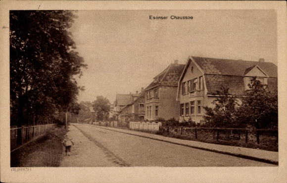 Postcard Aurich Ostfriesland, view of the Esenser Chaussee, residential buildings