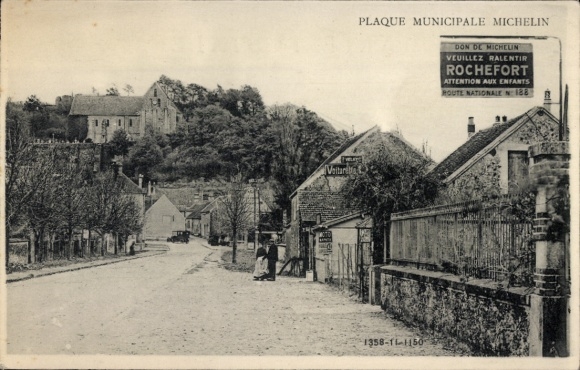 Postcard Rochefort en Yvelines, street, plaque municipale michelin, route nationale