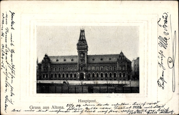 Präge Passepartout Ak Hamburg Altona, Hauptpost