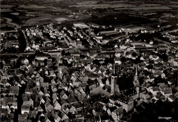 Postcard Öhringen in the Hohenlohe district of Württemberg, aerial photograph