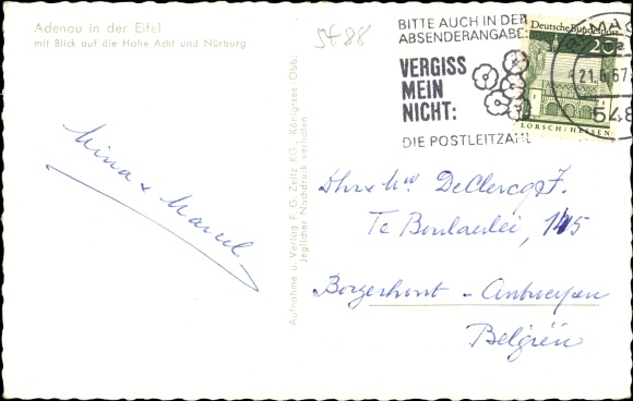 Postcard Adenau in the Eifel, Panorama, Hohe Acht, Nürburg
