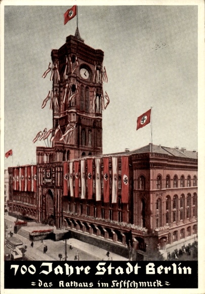 Artist Postcard Berlin Mitte, 700 years of the city 1937, town hall in festive decoration