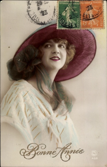 Postcard Bonne Fete, Woman, portrait