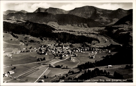 Postcard Oberstaufen in Allgäu, aerial photograph
