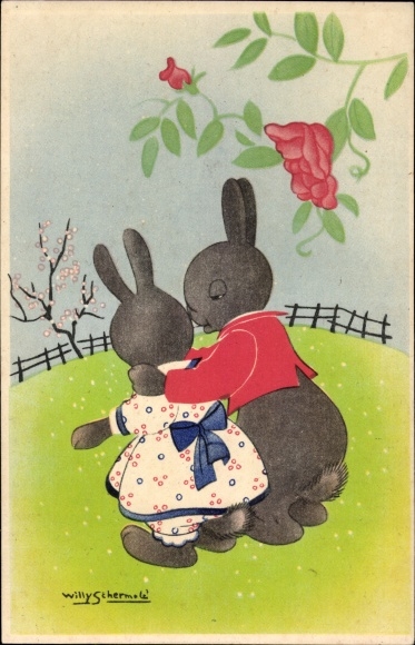 Artist PC Schermele, W., rabbits in love, lovers