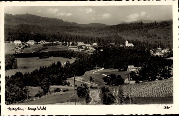 Postcard Spiegelau in the Bavarian Forest of Lower Bavaria, panorama