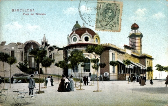 Postcard Barcelona Catalonia, Plaza del Tibidabo