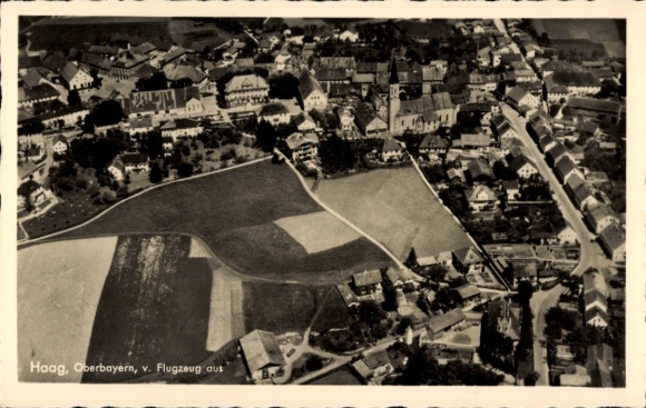 Postcard Oberndorf Haag in Oberbayern, aerial photograph