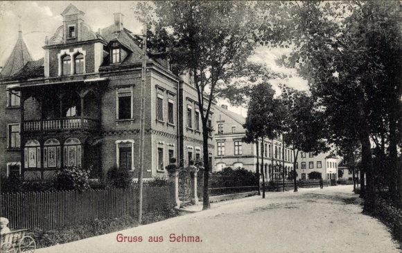 Ak Sehma Sehmatal im Erzgebirge, Straßenpartie