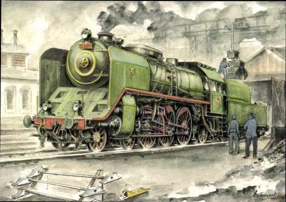 4 old Postcard with locomotives from the Czech Republic