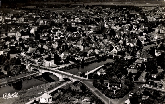 Postcard Rinteln on the Weser, aerial photograph