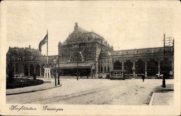 Postcard Groningen Netherlands, Central Station