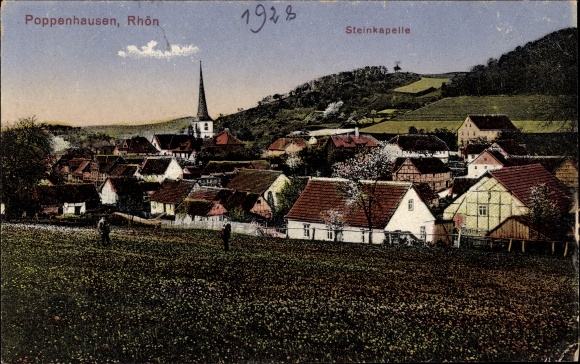 KP Poppenhausen na Wasserkuppe Rhön, widok na miasto, kamienna kaplica