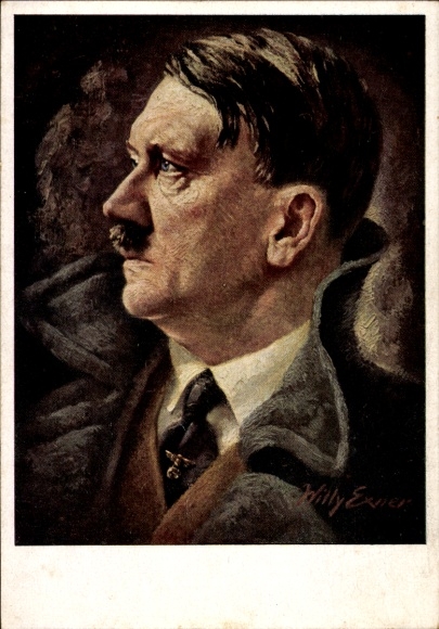 Künstler Ak Exner, Willy, Führer und Reichskanzler Adolf Hitler, Portrait, Mantel