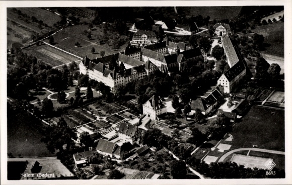 Postcard Salem in the Bodenseekreis Baden, aerial view of Salem, s buildings, gardens