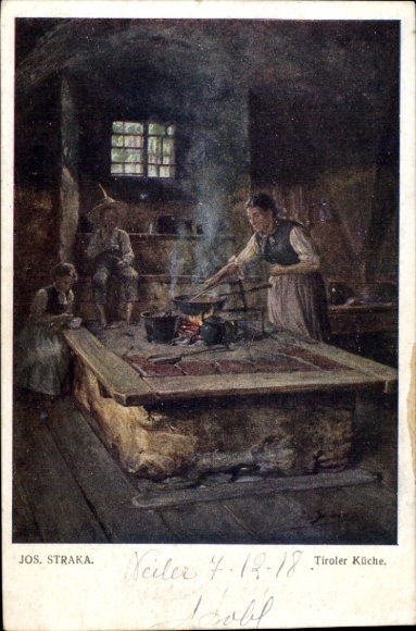 Artist Postcard Straka, J., Tyrolean Cuisine