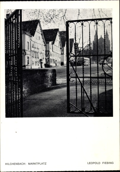 Postcard Hilchenbach in Westphalia, market place, iron gate