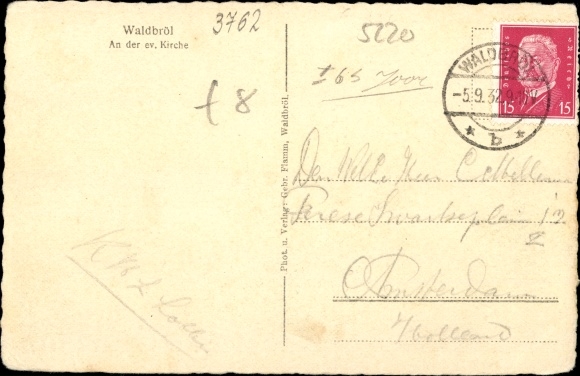Postcard Waldbröl in the Oberberg district, at the evangelical church
