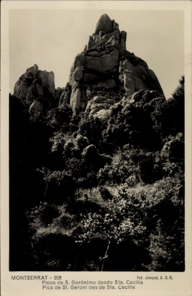 Ak Montserrat Katalonien, Felsen, Berge, Natur, Schwarz-Weiß-Foto, Montserrat