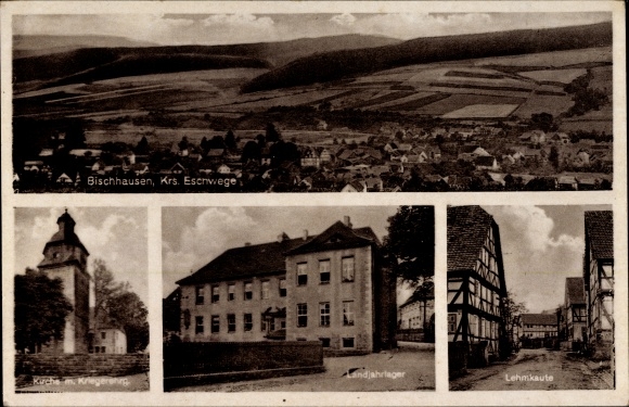 KP Bischhausen Witzenhausen, panorama, kościół, pomnik wojenny, obóz letni, gliniany kociołek