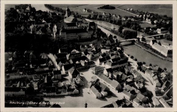 Postcard Neuburg an der Donau Upper Bavaria, aerial view, Neuburg/Donau, buildings