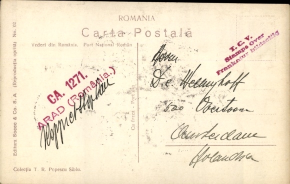 Postcard Romania, woman in traditional costume with spindle