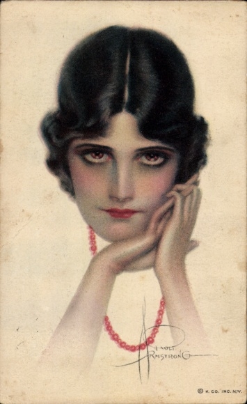 Artist Postcard Armstrong, portrait of a Woman, Dark-Haired