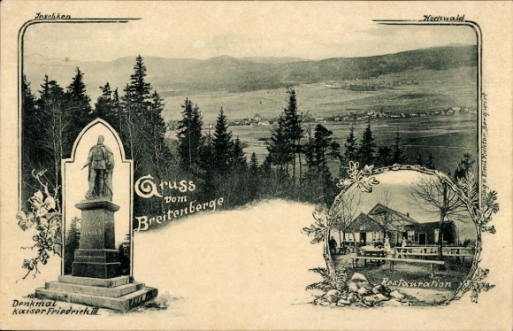 Ak Hainewalde Oberlausitz, Breitenberg, Restauration, Denkmal Kaiser Friedrich III, Jeschken