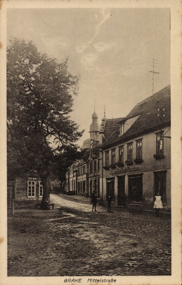Postcard Brake an der Weser, Mittelstraße