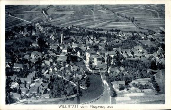 Postcard Willstätt in Baden, aerial view of the city, aircraft photograph