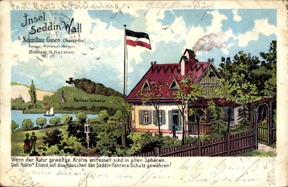 Chromo-Litho Gosen Neu Zittau Brandenburg, Seddinwall Island