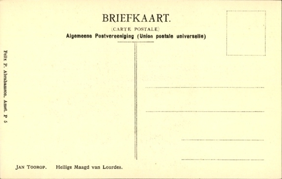 Artist Postcard Toorop, J., Holy Virgin of Lourdes