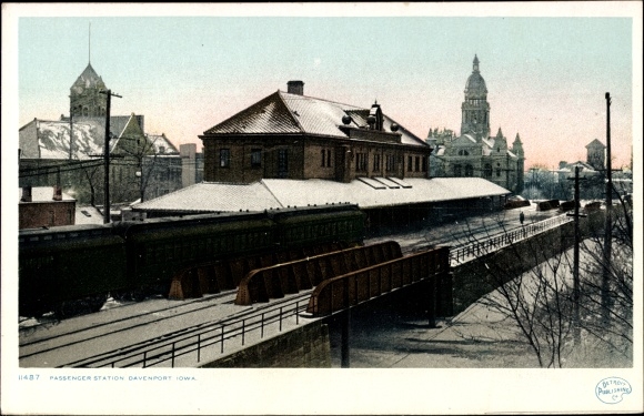 Ak Davenport Iowa USA, Passagierbahnhof