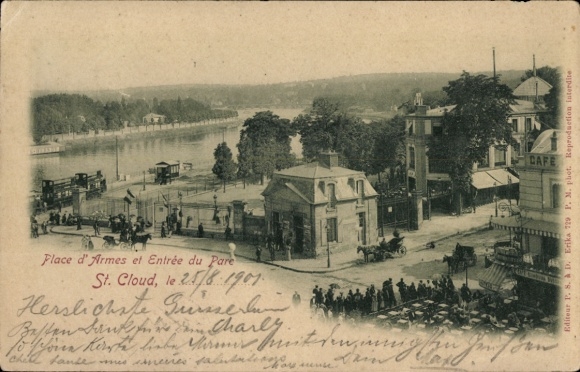 CPA Saint-Cloud Hauts-de-Seine, Place d'Armes et Entrée du Parc