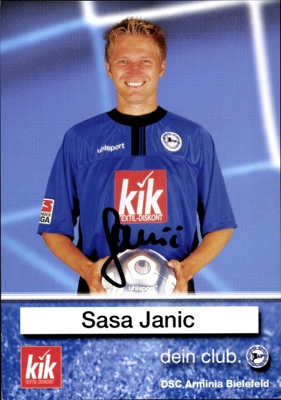 Autograph card footballer Sasa Janic, DSC Arminia Bielefeld, autograph