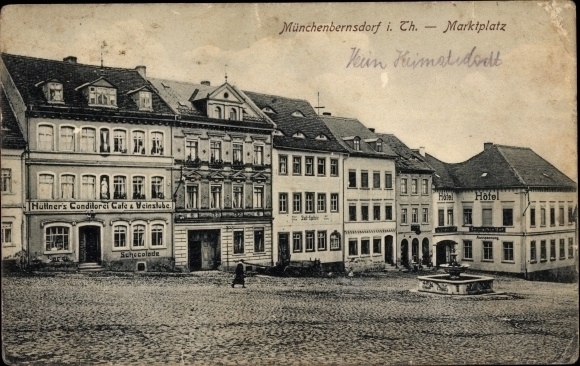 PC Münchenbernsdorf in Thuringia, market square, Hüttner&#39;s pastry shop, hotel