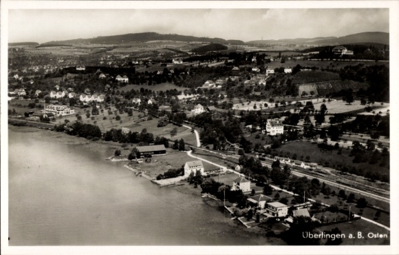 Postcard Überlingen on Lake Constance, aerial photograph