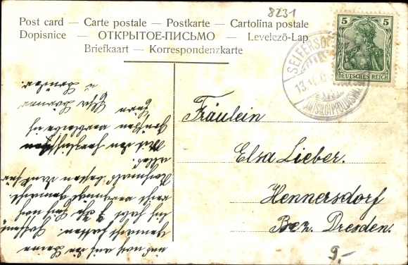 Postcard Seifersdorf Dippoldiswalde in the Eastern Ore Mountains, material goods store Max Lohse, villas