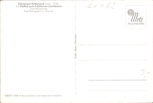Postcard Rettershof Kelkheim Taunus, monastery estate, coffee for the happy farmer, exterior view, riding school