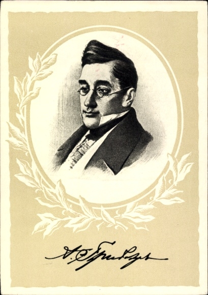 Kunstenaar Ak Schrijver en diplomaat Alexander Sergejevitsj Gribojedov, Portret