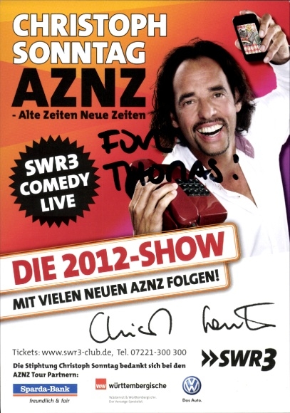 Postcard Comedian Christoph Sonntag, Portrait, Autograph