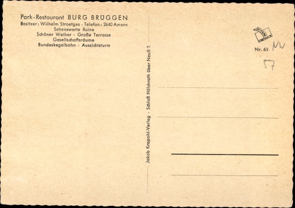 Postcard Brüggen in North Rhine-Westphalia, Park Restaurant Burg Brüggen, interior view