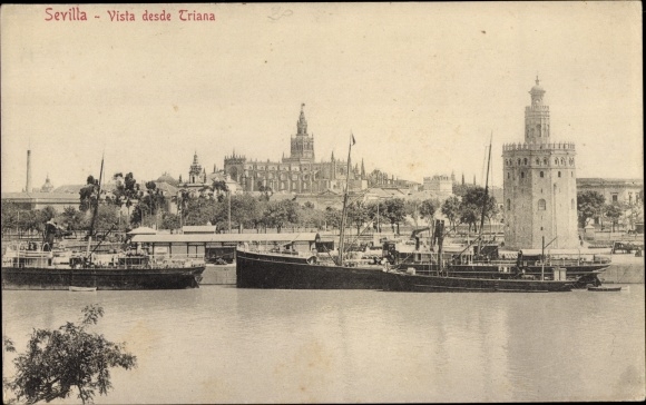 Postcard Seville Andalusien, View from Triana