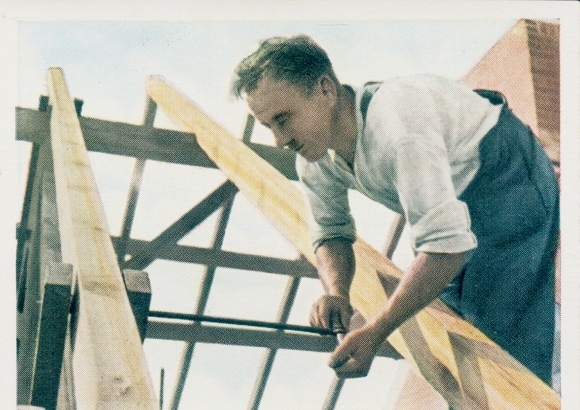 Collection picture The state of work and peace, carpenter, house construction, Salem cigarette factory
