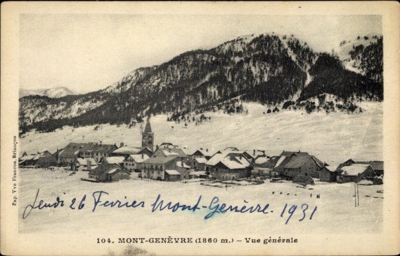 Postcard Montgenèvre Hautes Alpes, view of the town