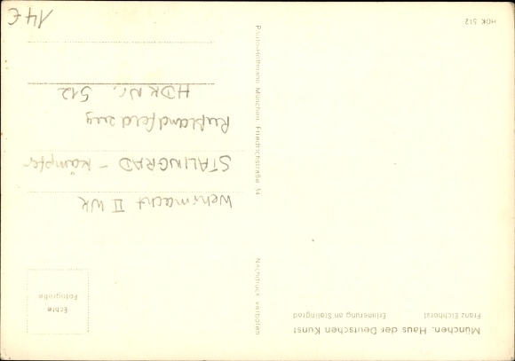 Artist PC Eichhorst, Franz, memory of Stalingrad, wounded in the trenches, HDK 512