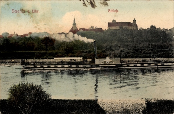 PC Strehla on the Elbe Saxony, castle, steamer Germania