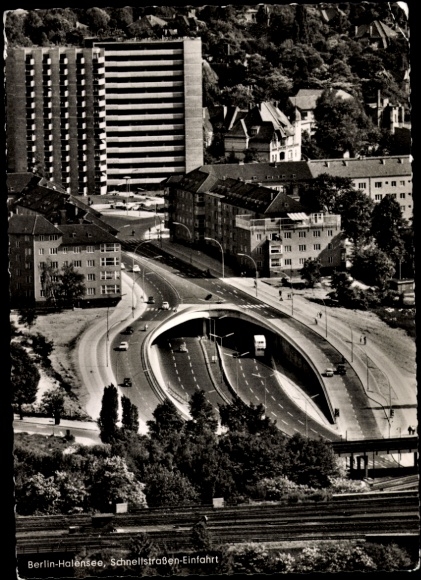 Ak Berlin Grunewald Halensee, Schnellstraßen Einfahrt, Stadtautobahn, Unterführung