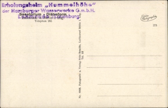 Postcard Mölln in Mecklenburg, Sanatorium, Hummelhöhe Convalescent Home